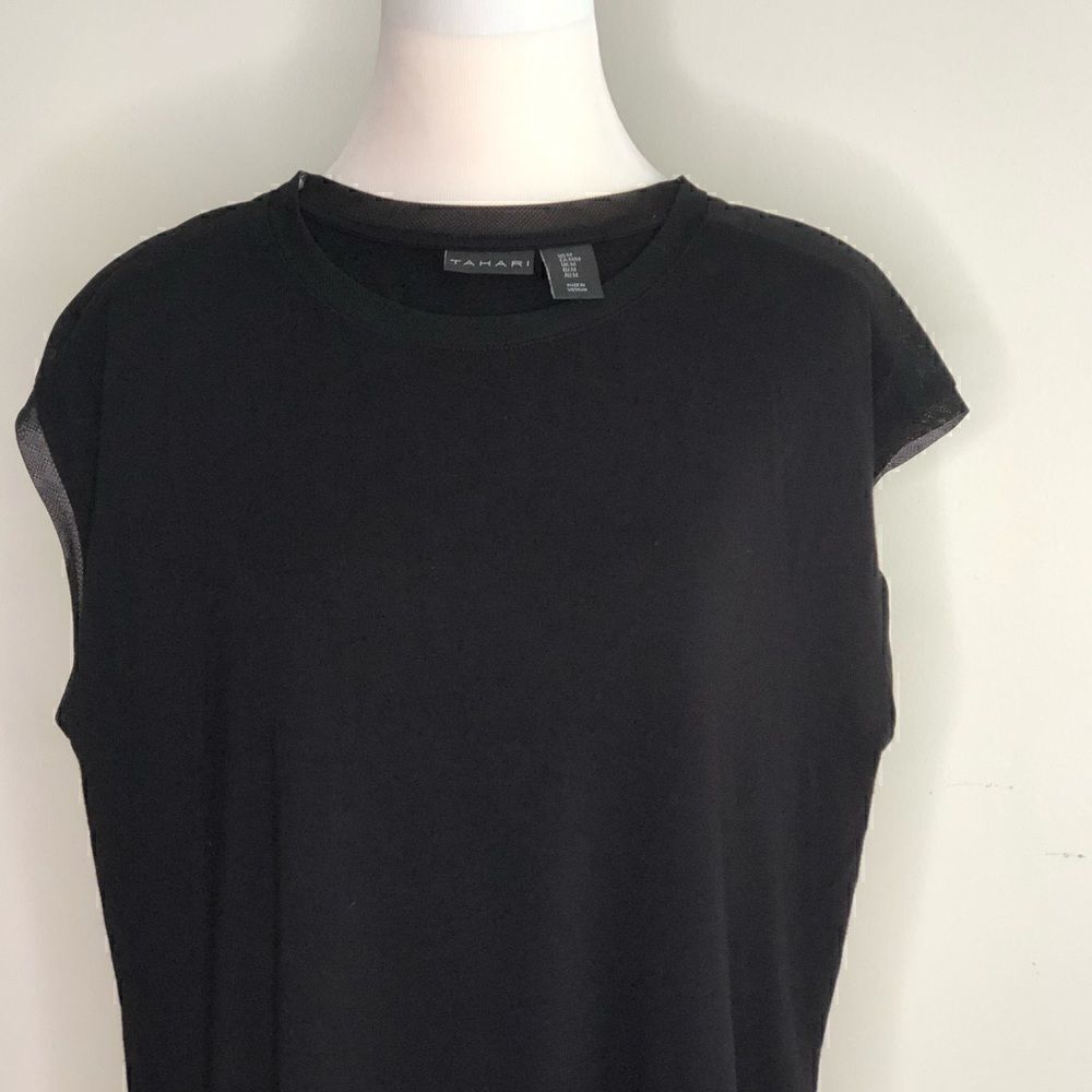 Tahari Black Shirt with Mesh Detailing - Picture 8 of 11